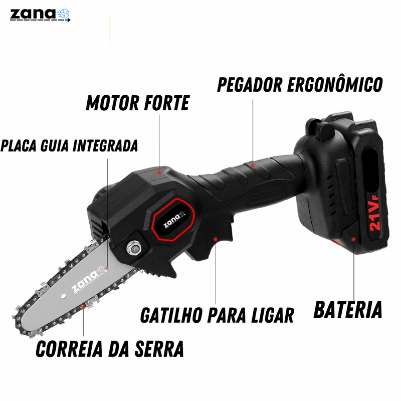 Mini Motosserra Elétrica Portátil Recarregável Zana Prime Original